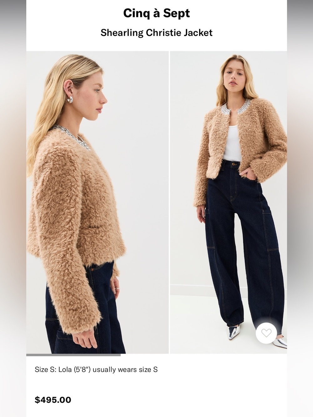 cinq a sept Teddy Charlie Faux Shearling Jacket in Camel